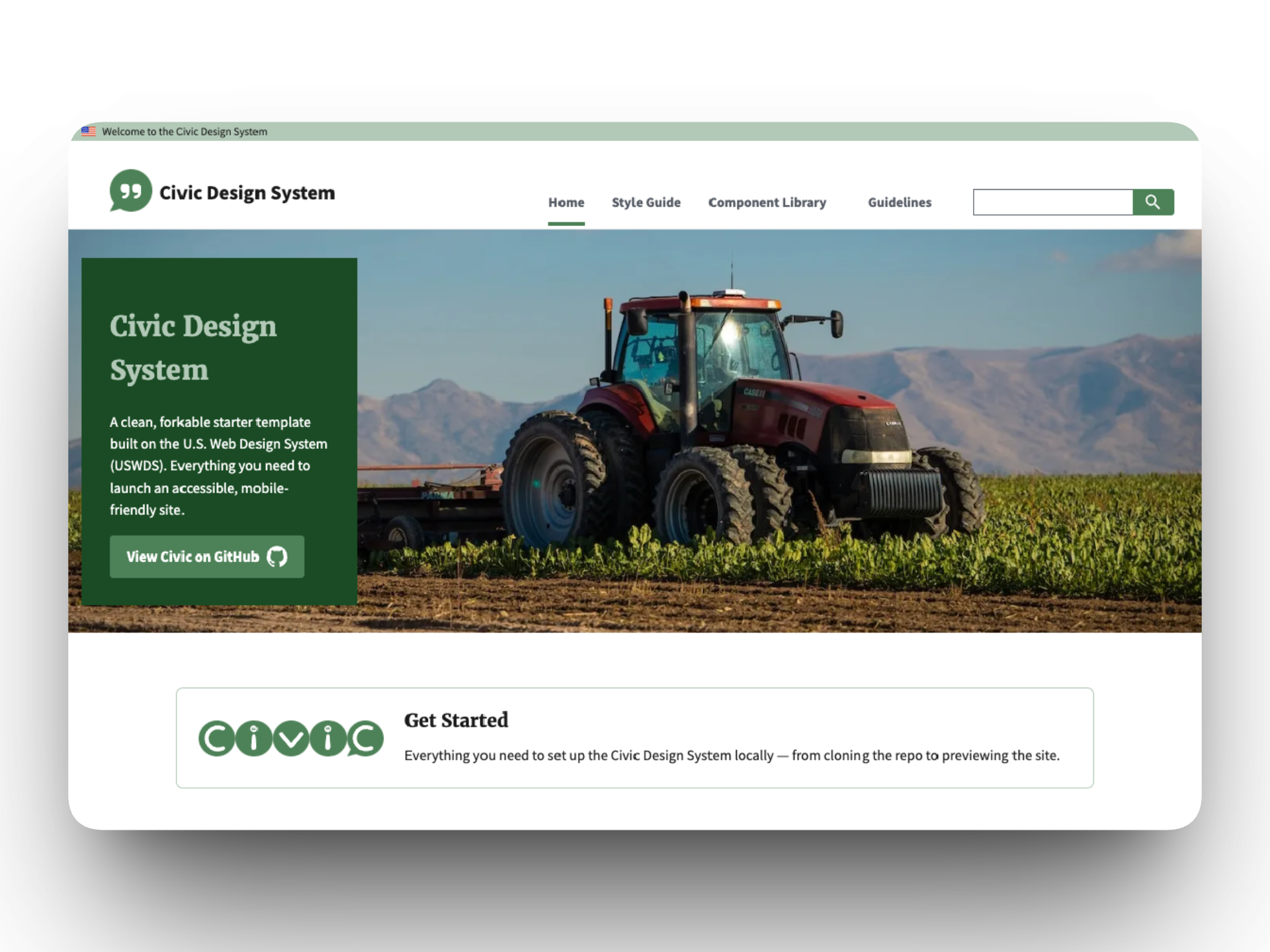 Screenshot of the Civic Design System documentation site